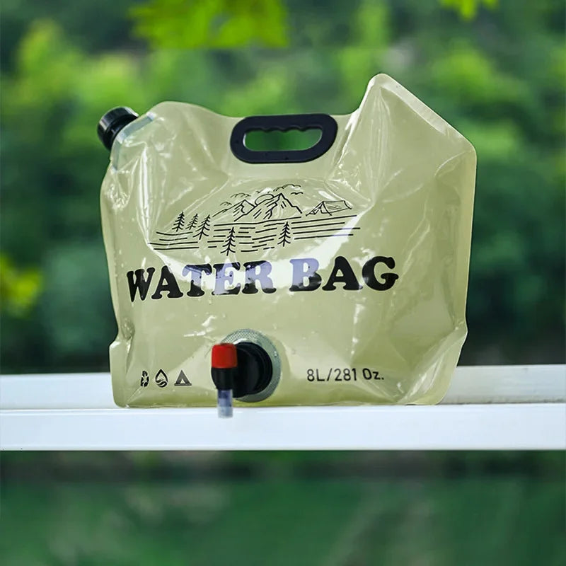 Camping Water Bag Outdoor Hiking Folding Water Bucket Bag with Faucet 8L Large Capacity Water Container Camping Supplies 캠핑용품