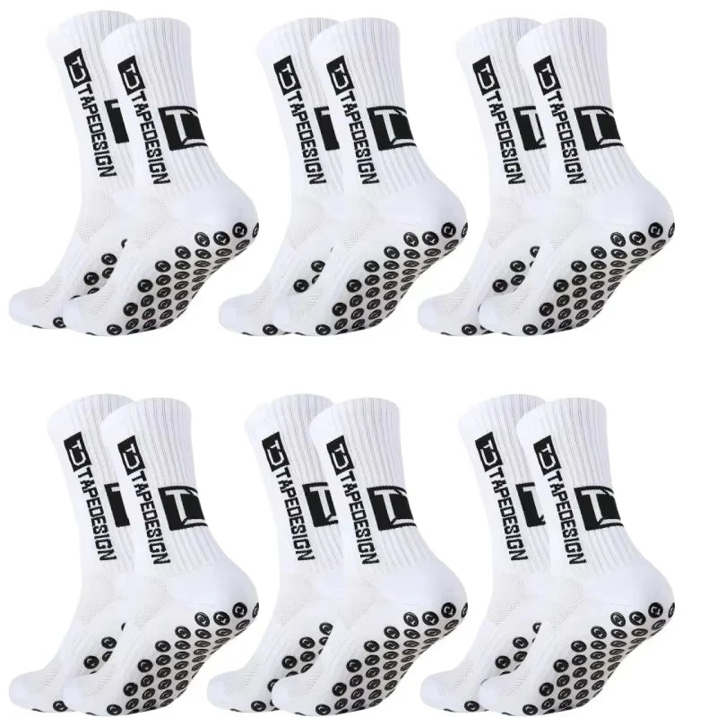 1/4/6 Pairs of Size 36-40 Children's and Women TC Mid Tube Glued Football Non Slip Socks for Sports Training and Competition