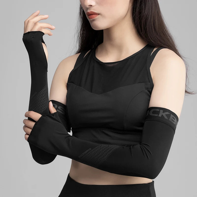 ROCKBROS Ice Fabric Running Camping Arm Warmers Basketball Sleeve Running Arm Sleeve Cycling Sleeves Summer Sports Safety Gear