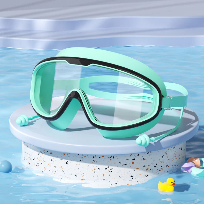 Kids Swimming Goggles Big Frame HD View Anti-fog Waterproof Children's Swim Goggles Boys and Girls Multi-color to Choose