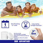 3 Inch Chlorine Tablets 50 LB Bucket, Premium Stabilized Pool Chlorine, Slow Dissolving Long Lasting Swimming Pool Water Treatment and Sanitizer