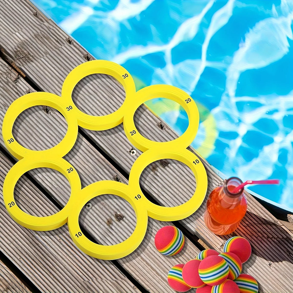 Swimming Pool Toss Game Set, Family Water Sports Floating Pool Toys, Throwing Game Water Game Mat