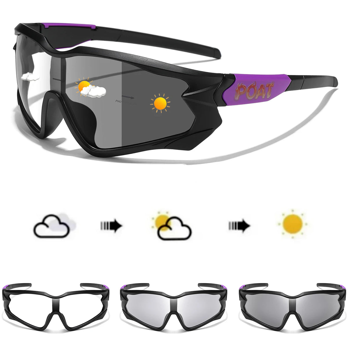 POAT Brand New Style Photochromic Sunglasses Sports Men Women MTB Bike Bicycle Eyewear Cycling Fishing Running Glasses