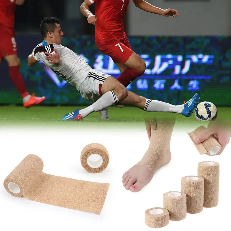 5 Pcs 2.5/5/7.5/10cm Self Adhesive Elastic Bandage Cohesive Non-woven Wraps Tape Disposable for Sports Fixing Finger Wrist Leg