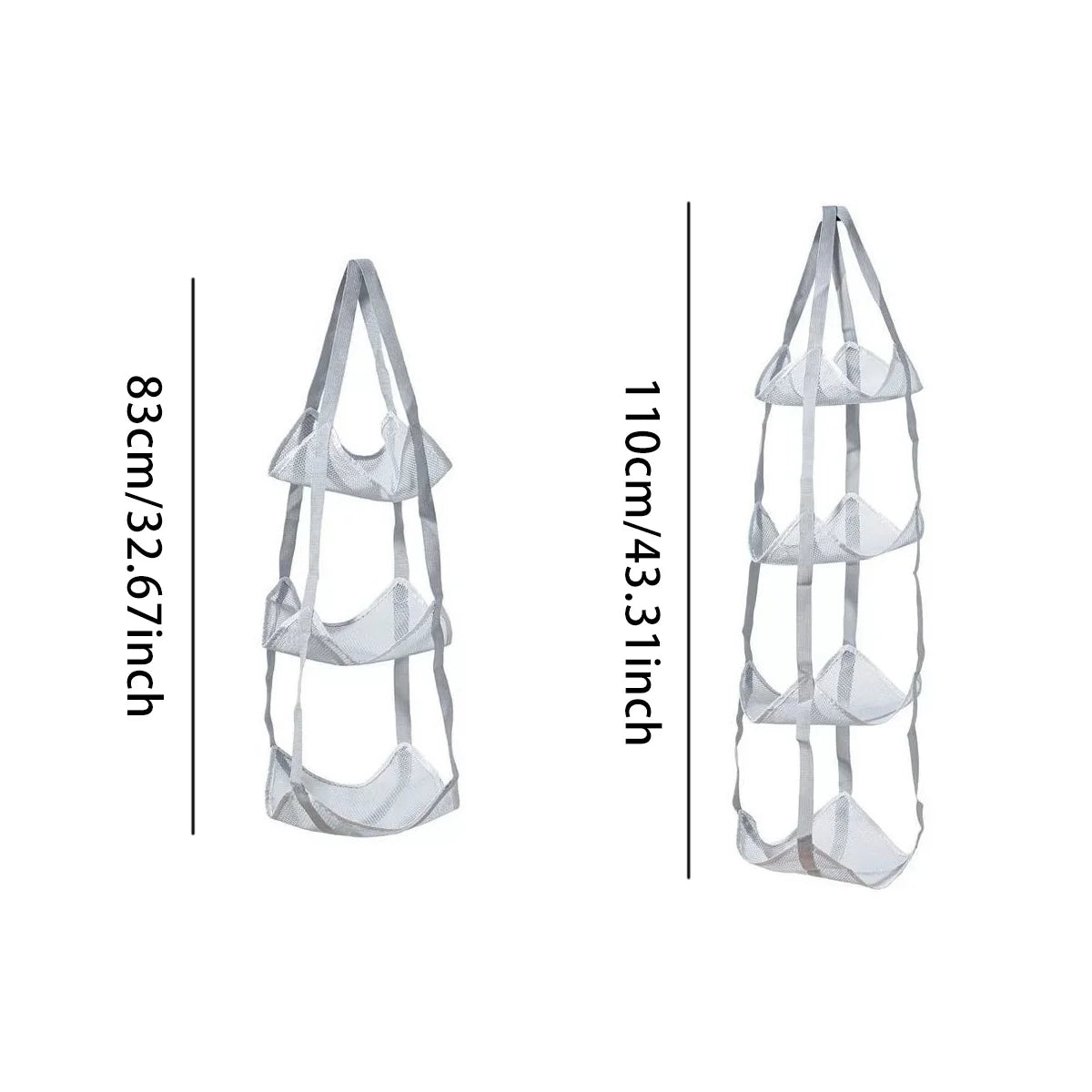 3/4 Tier Hanging Ball Storage Bag with Hooks, Mesh Sports Equipment Organizer for Basketball Football Volleyball, Over Door Wall