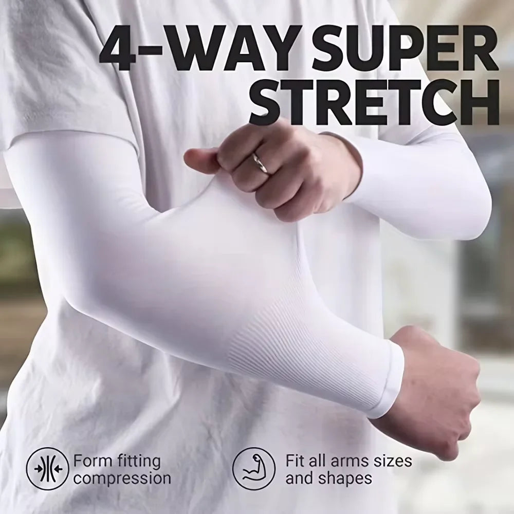 Ice Silk Sports Arm Sleeves for Outdoor Cycling Running Fitness UV Protection Breathable Sunshade Cooling Summer Arm Covers