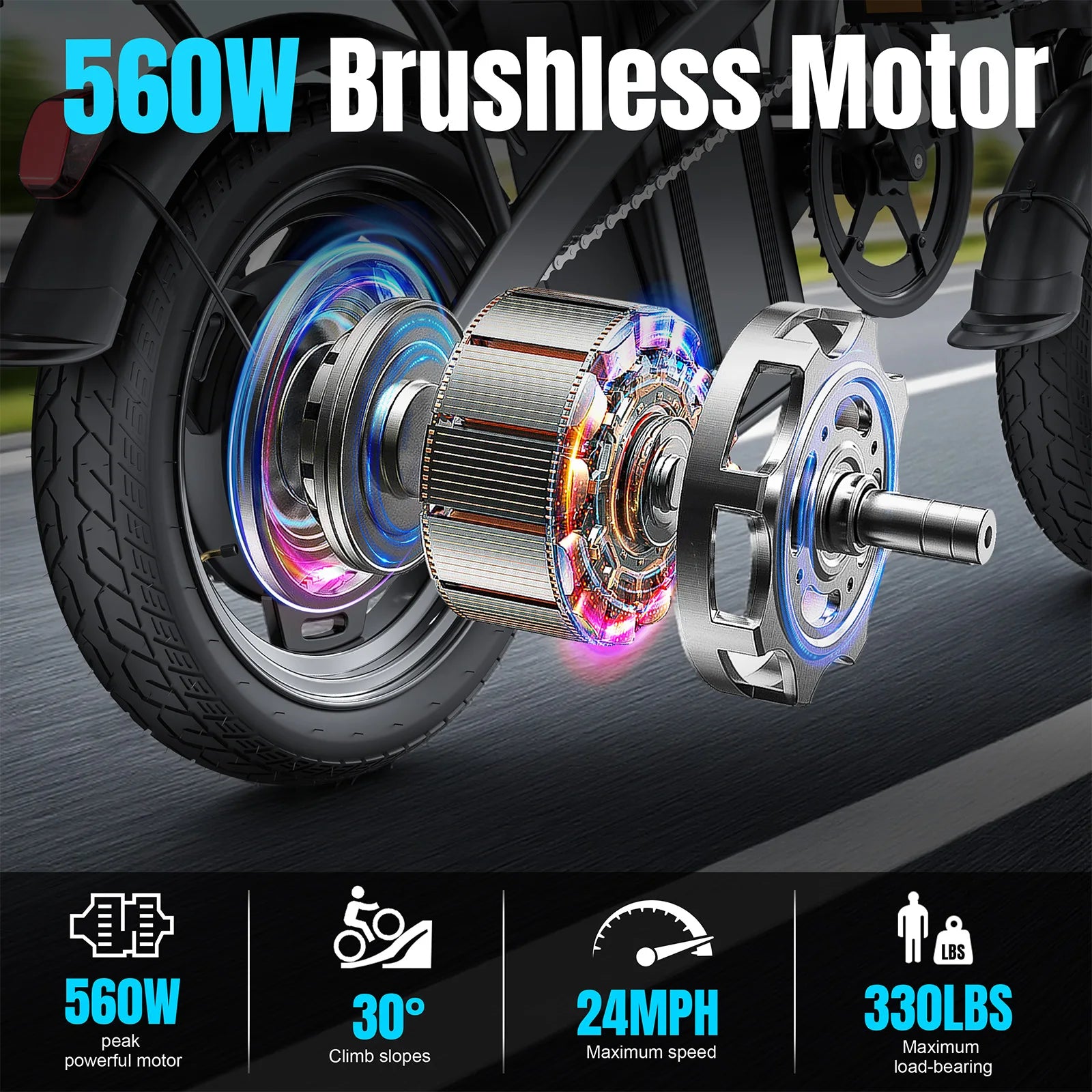 560W Adult Electric Bikes,24MPH,48V10.4AH Removable Battery,14inch Folding Electric Bike,Multi-Shock Absorption Electric Bicycle