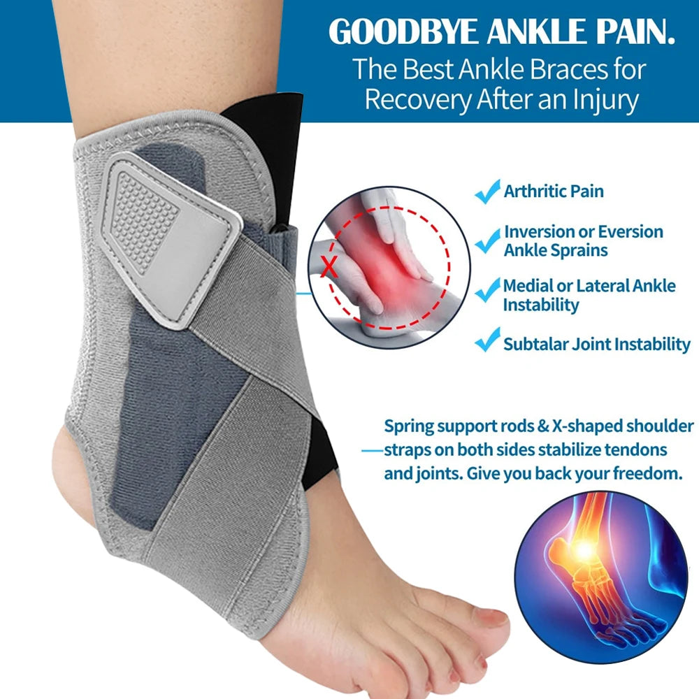 1PC Ankle Brace Support for Men Women - Adjustable Compression Sleeve for Sprained Ankle, Achillesn,Sports,Stabilizing Bandage