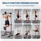 Power Tower Pull Up Dip Station – 10-Level Adjustable Height, 330LBS Capacity, Heavy Duty Steel Frame, Multi-Function Home Gym Strength Training Equipment for Full Body Workout