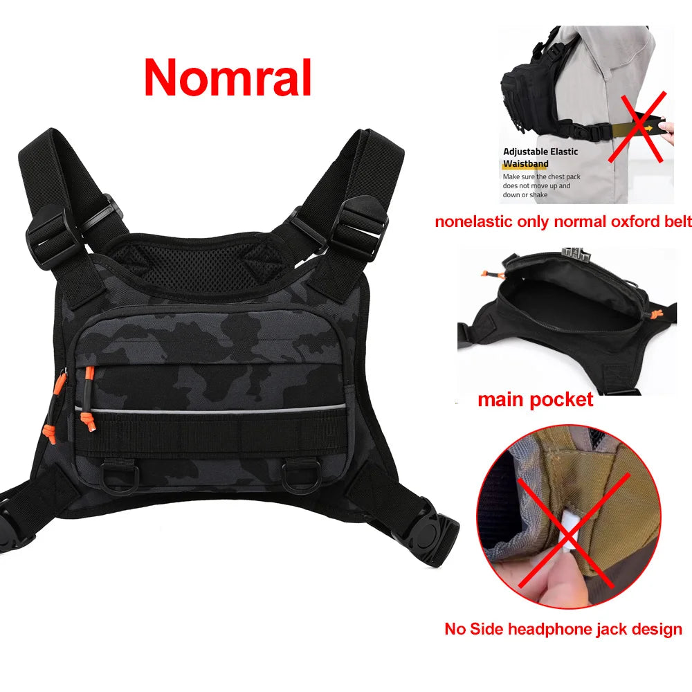 Front Chest Bag Camping Vest Backpack for Men Women Running Tactical Pack Sports Outdoor Cycling Running Fishing Travel Rig Bag