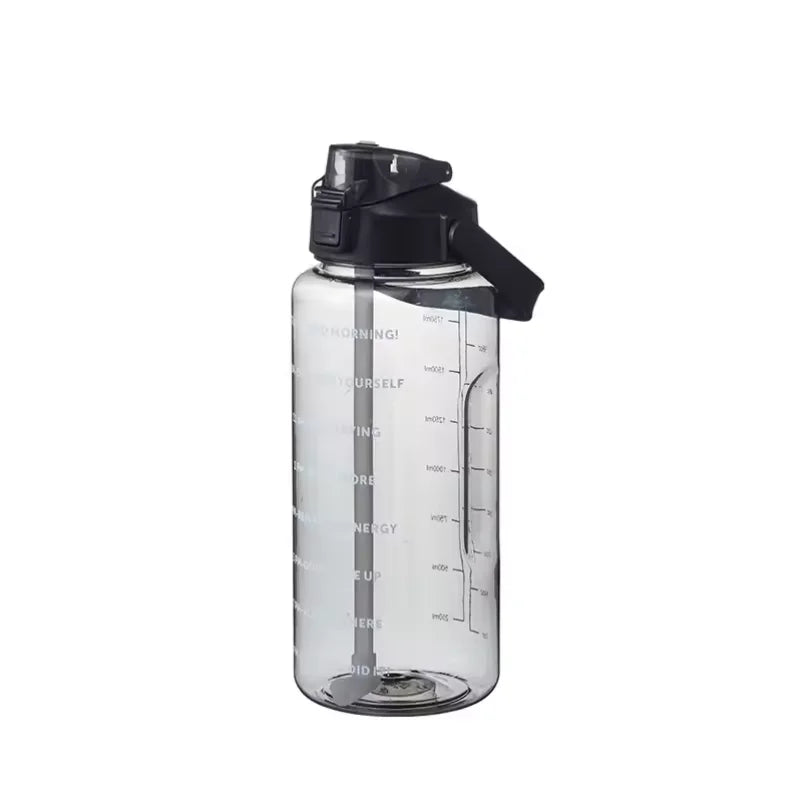 2 Liters Straw Plastic Water Bottle Large Portable Travel Bottle Sports Fitness Cup High Value Big Fat Cup Adult Universal