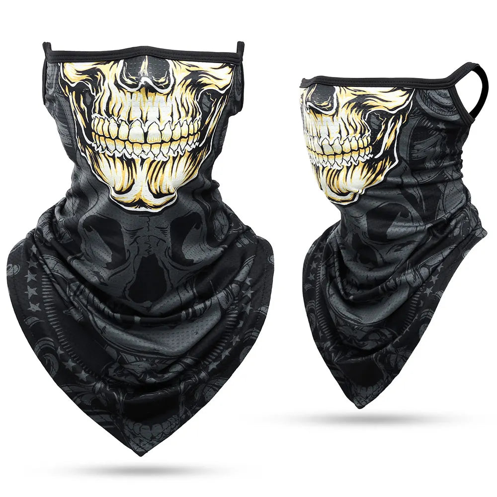 3D Skull Summer Bandana Hanging Ear Triangle Scarf Cycling Hiking Hunting Fishing Sports Bicycle Face Mask Neck Gaiter Men Women