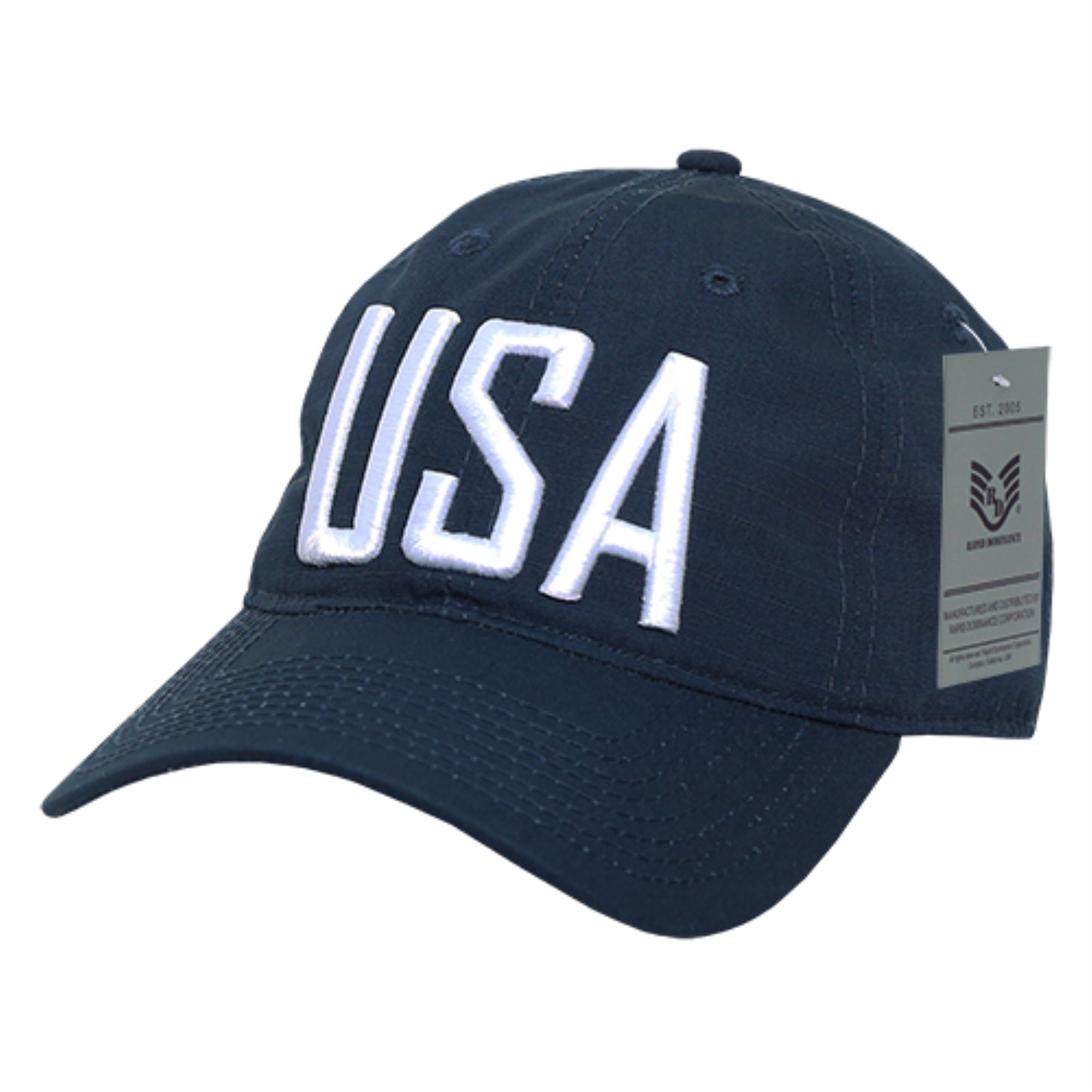 Relaxed Ripstop Cap, USA Text, Navy