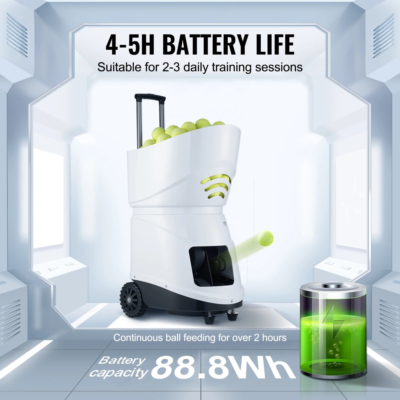 SucceBuy Tennis Ball Machine Automatic Portable Launcher Multi-Mode Drills 2+ Hours Play Rechargeable Battery App Remote Control