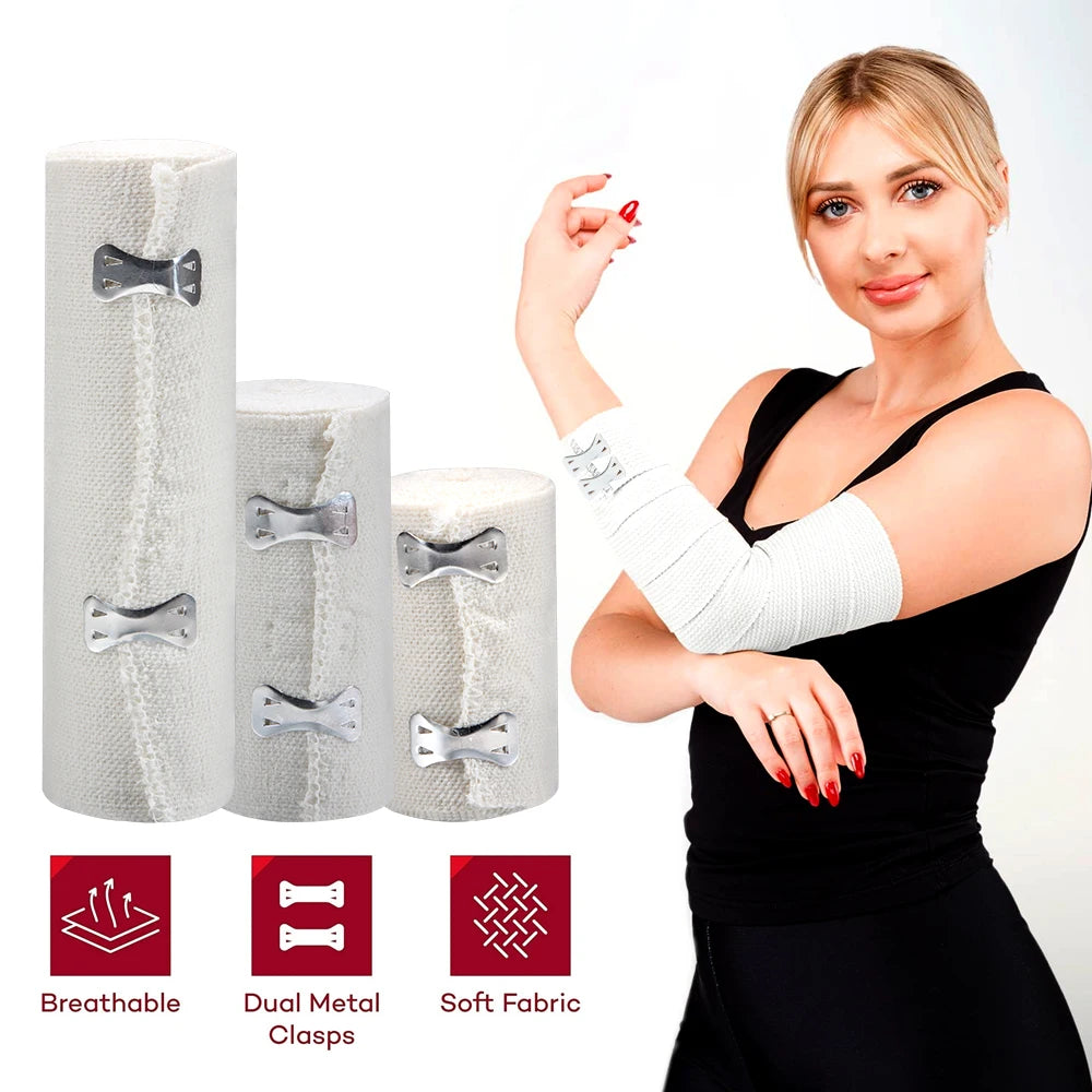 1 Roll Elastic Bandage Wrap,Stretch Compression Bandage Stretches up to 450cm for Sports, Sprains, Calf,  Ankle, Foot