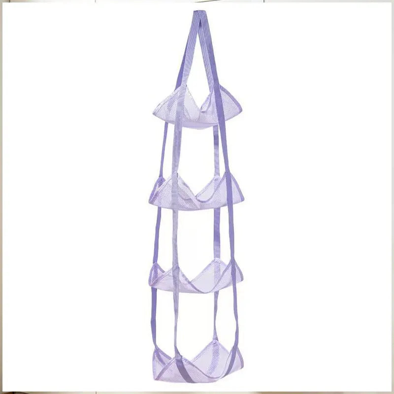 3/4 Tier Hanging Ball Storage Bag with Hooks, Mesh Sports Equipment Organizer for Basketball Football Volleyball, Over Door Wall