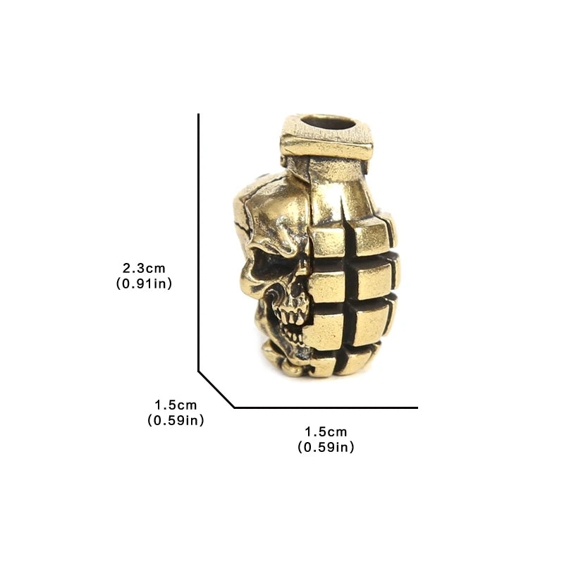 Dual Color Skull Grenade Brass Knife Beads EDC DIY Paracord Woven Bracelets Lanyard Pendants Accessories Outdoor Tool Hangings