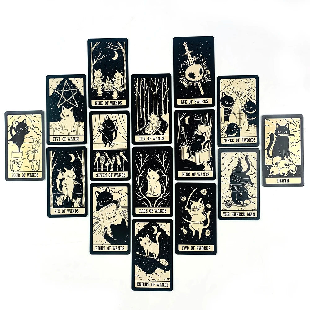 Hot-selling Cat Tarot Cards A 78 Deck Oracle English Visions Divination Edition Borad Playing Games,Family Gatherings Board Game