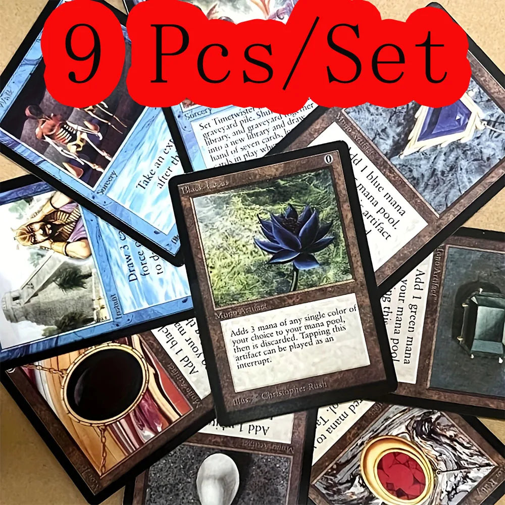 9 Pcs MTG Proxy Black Core Paper with Hologram Cards All Rare Expensive Magic Cards