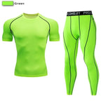 2pcs Men's Compression Sportswear Suit Elastic Training Yoga Sets Workout Jogging Fitness Clothing Tracksuit Pants Sporting