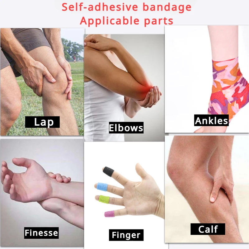 10 Rolls Athletic Wrap Tape Self Adhesive Elastic Bandage Elastoplast Sports Protector Knee Finger Shoulder Tattoo Accessories