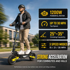 EOEOTWO 1200W Off Road Electric Scooter for Adults 48V Long Range E-Scooter 30MPH Fast Speed 11" Tubeless Tire Foldable Kick Scooter