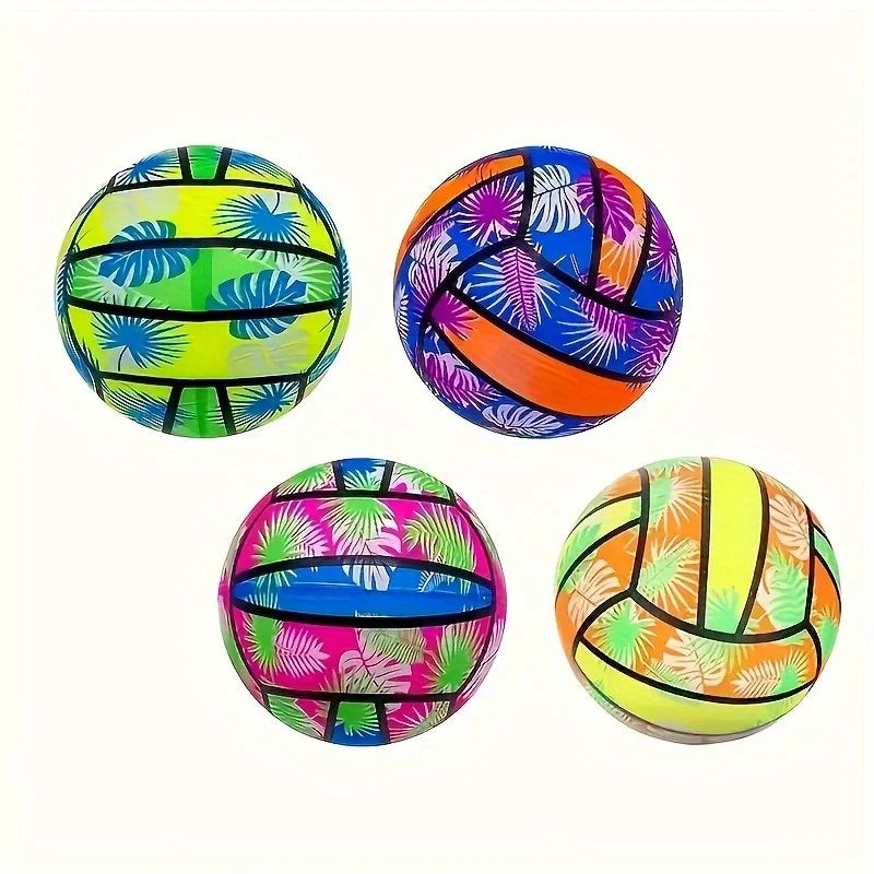 4/2/1pcs Inflatable Beach Volleyballs 4pcs - Tropical Leaf Print PVC Pool Toys, Summer Outdoor Sports Gear for Adults & Kids
