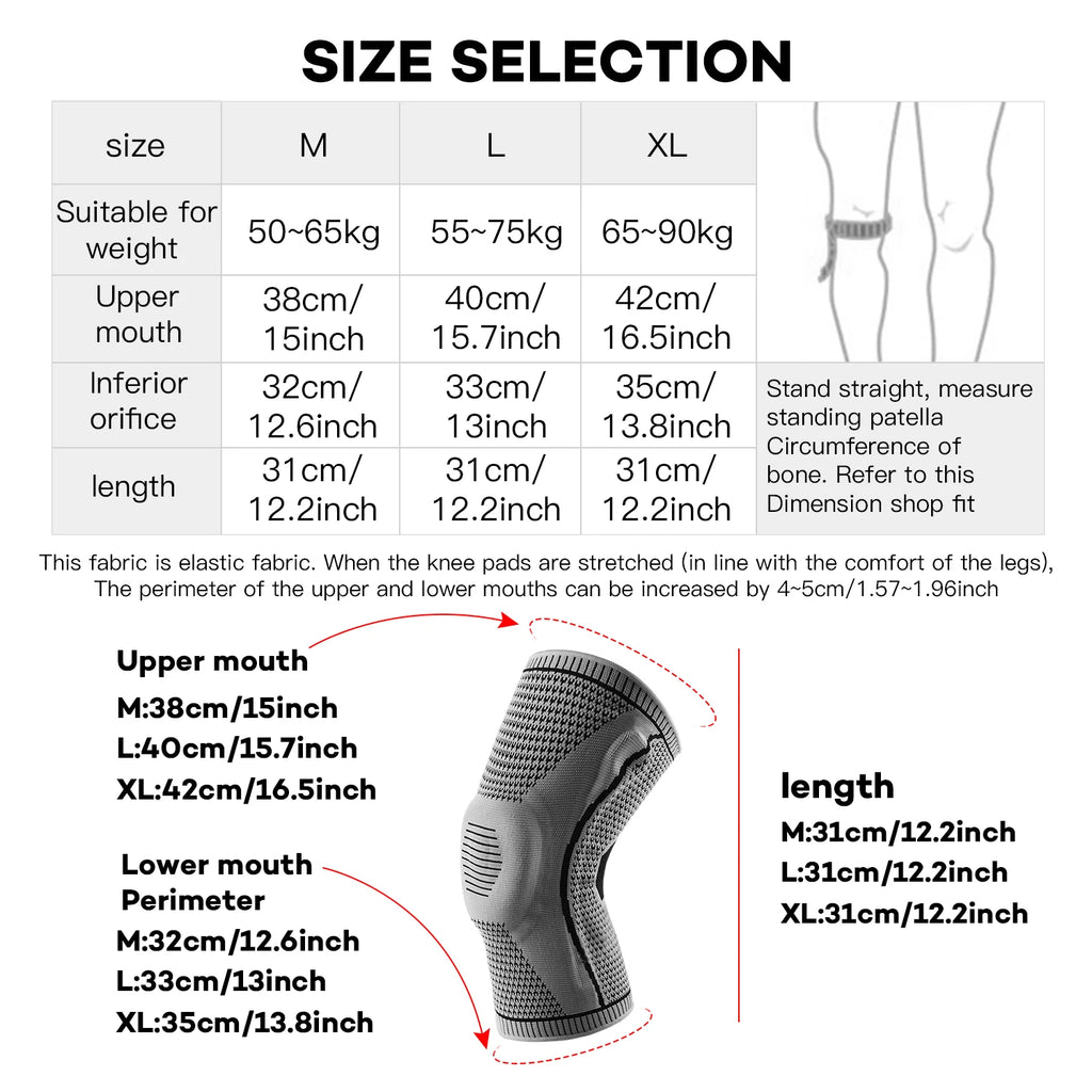 1/2 PC Knee Pads Strap Patella Medial Support Meniscus Silicone Compression Protection Sport Knee Braces Basketball Running Prot