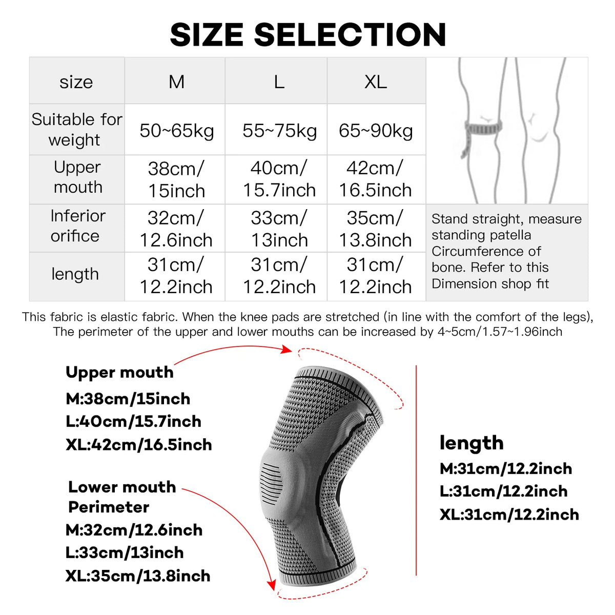 1/2 PC Knee Pads Strap Patella Medial Support Meniscus Silicone Compression Protection Sport Knee Braces Basketball Running Prot