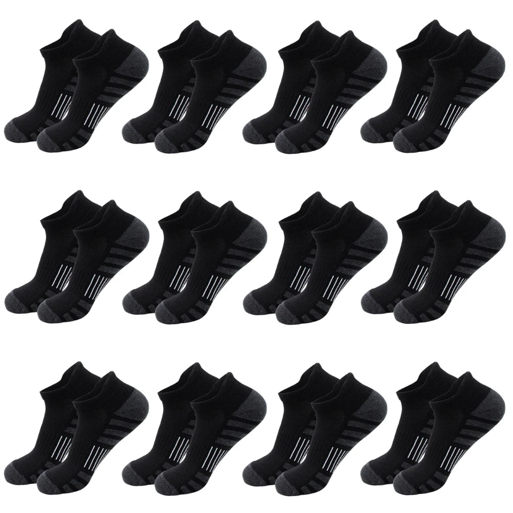 12/24Pairs Ankle Athletic Running Socks Cushioned Breathable Low Cut Sports Tab Socks For Men And Women