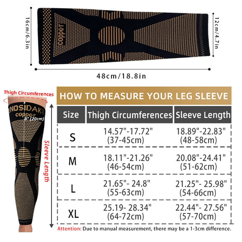 1Pcs Copper Long Knitted Compression Knee Braces - Full Leg Compression Sleeves for Men & Women - Support for Exercise ﻿
