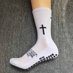 Sports Casual Socks Cross Printed Non Slip Football Socks Professional Outdoor Game Training Socks Breathable Comfortable Socks