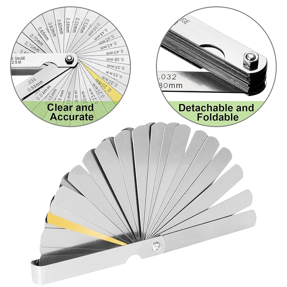 New Feeler Gauge Set 32 Blades Guitar Neck Relief String Luthier Tool Guage For Guitar Setup Nut Slot Making Tools Instruments