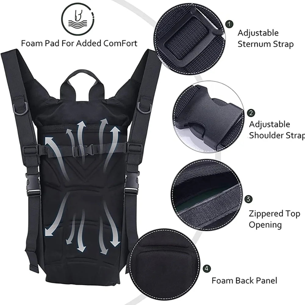 3L Waterproof Water Bag Outdoor Sports Backpack Travel Cycling Mountaineering Tactics Convenient Water Bottle Water Bag