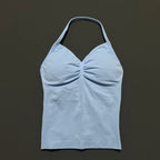 NCOYOE Women Gym Tank Top Sports V Neck Seamless Slim Fit Longline Yoga Top Running Fitness Workout Activewear Top