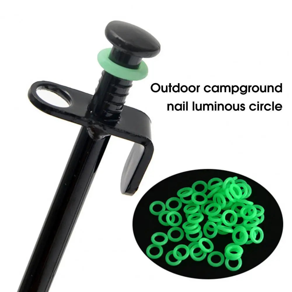 30/50 Pcs Outdoor Multifunctional Ground Nail Fluorescent Circle Luminous Silicone Ring Camping Tent Sky Curtain Nail Ring