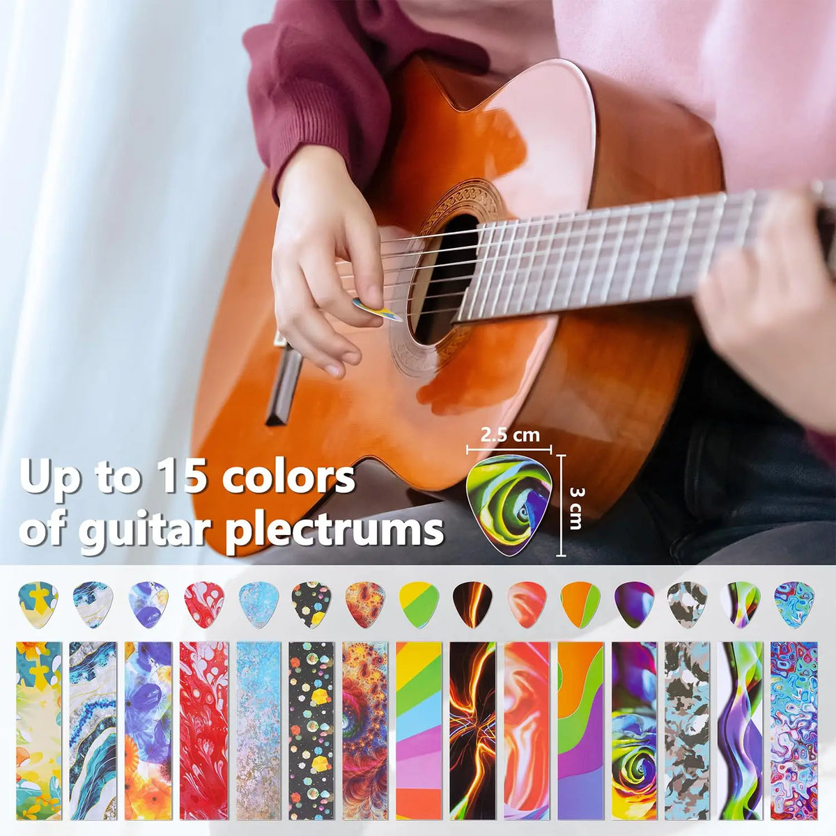 Guitar Pick Punch Kit,15 Variety Pick Strips DIY Maker Tool for Medium Guitar Picks, Unique Gift for Guitar Lovers & Home Studio
