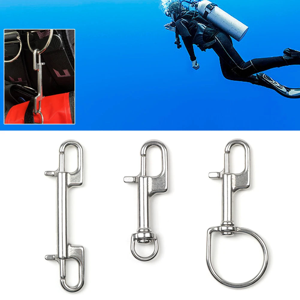316 Stainless Steel Swivel Eye Bolt Spring Snap Hook Double Head Hook Marine Diving D Ring Snap Hooks With Swivel
