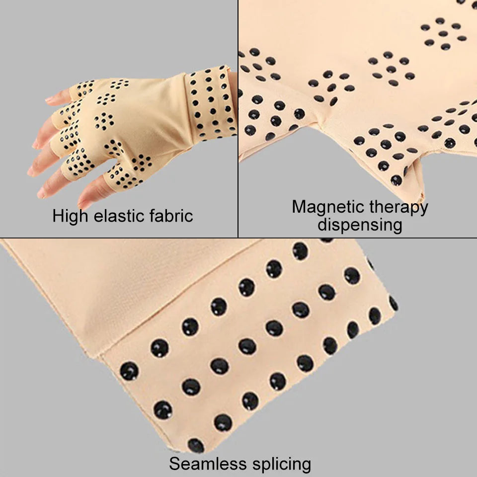 GETINFIT Dispensing Pressure Half Finger Gloves Outdoor Fitness Riding Gloves Non-slip Rehab Gloves Magnetic Physical Therapy