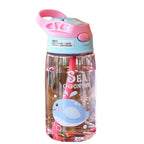 480ML Kids Handheld Portable Cartoon Pattern Water Sippy Cup Feeding Cup with Straws Leakproof Bottle For Outdoor Sports