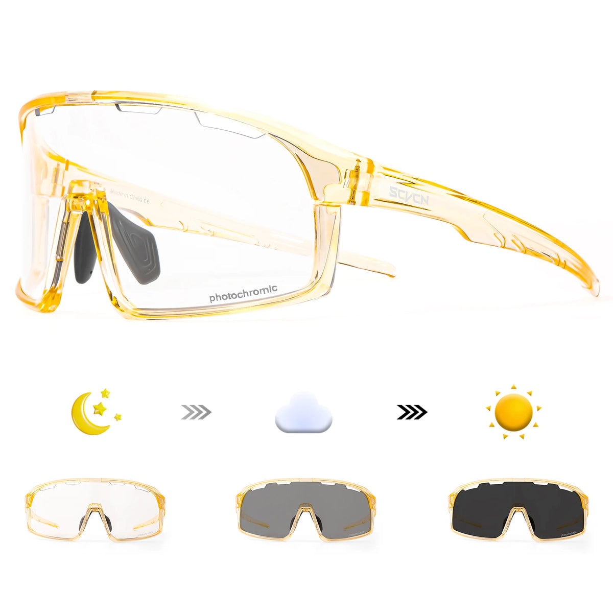 SCVCN Photochromic Cycling Glasses Cycling Sunglasses Bicycle Eyewear Sports MTB Outdoor UV400 Bike Goggles Sunglasses Eyepieces