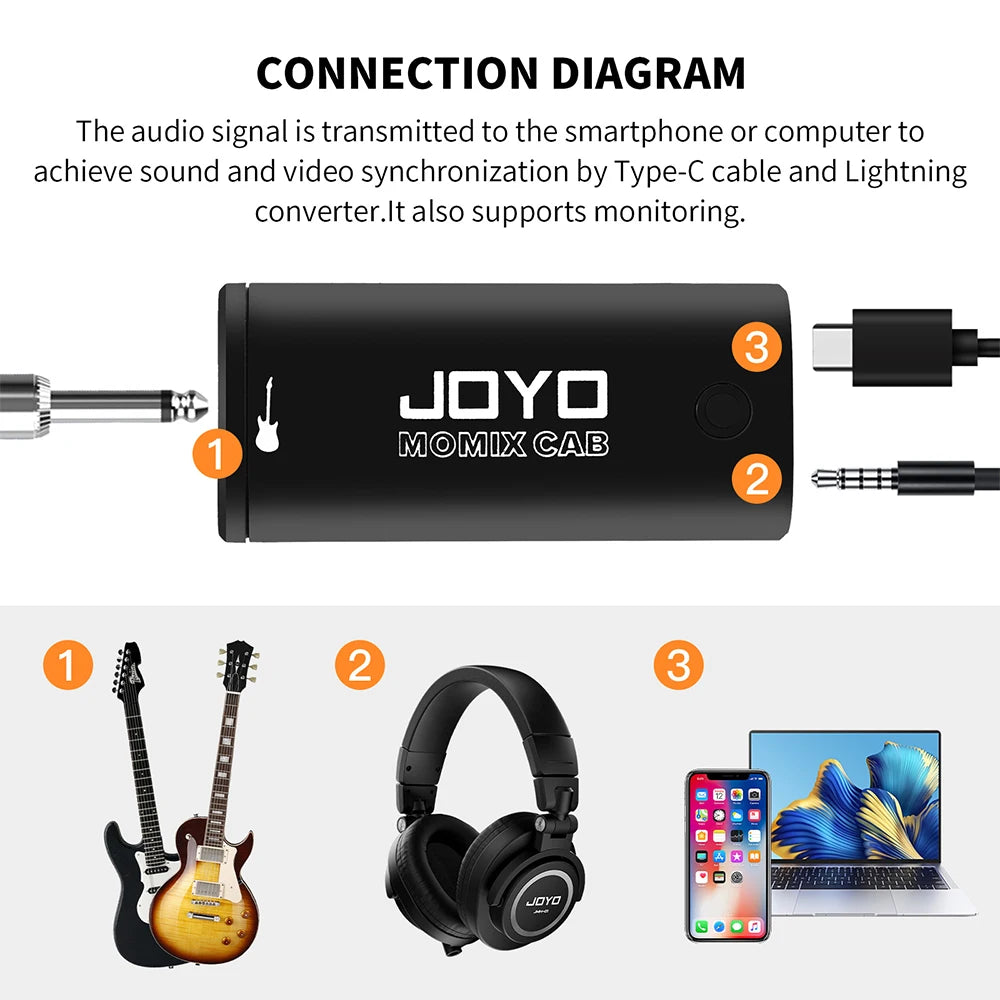 2Pcs JOYO MOMIX CAB Portable Pocket USB Sound Card Recording And Live Streaming Guitar Parts Plug And Play Mini Audio Mixer