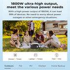 OUKITEL P1000 PLUS Portable Power Station, 1024Wh LiFePO4 Solar Generator | 1800W (3600W Surge) | 1 Hour Super Fast Charge | Lightweight for Home Backup, Camping & Hurricane Emergency