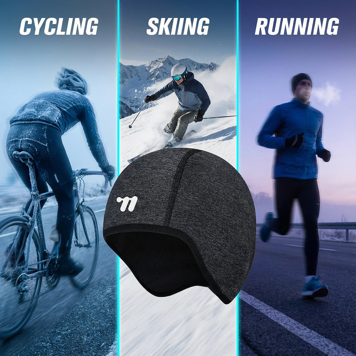 WEST BIKING Thermal Cycling Cap Winter Windproof Ski Cap Outdoor Sports Running Hiking Motorcycle Hat Men Women Cycling Headwear