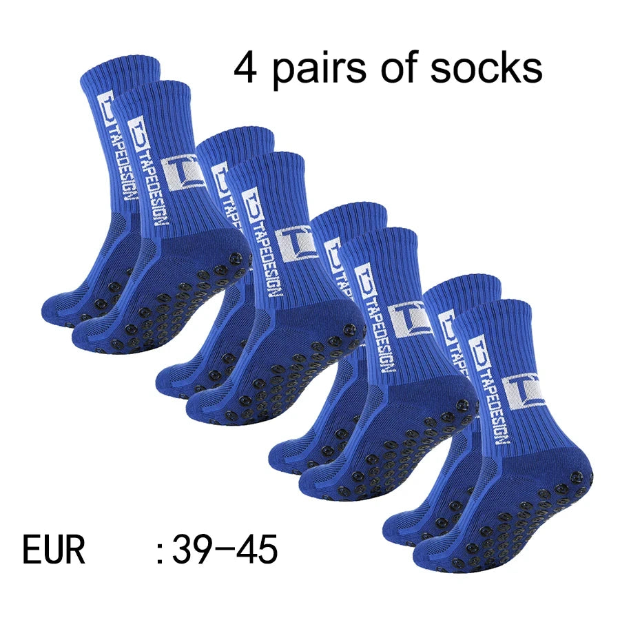 4 Pairs of New TC Mid Tube Glued Football Socks for Sports Training and Competition, Non Slip and Breathable Socks
