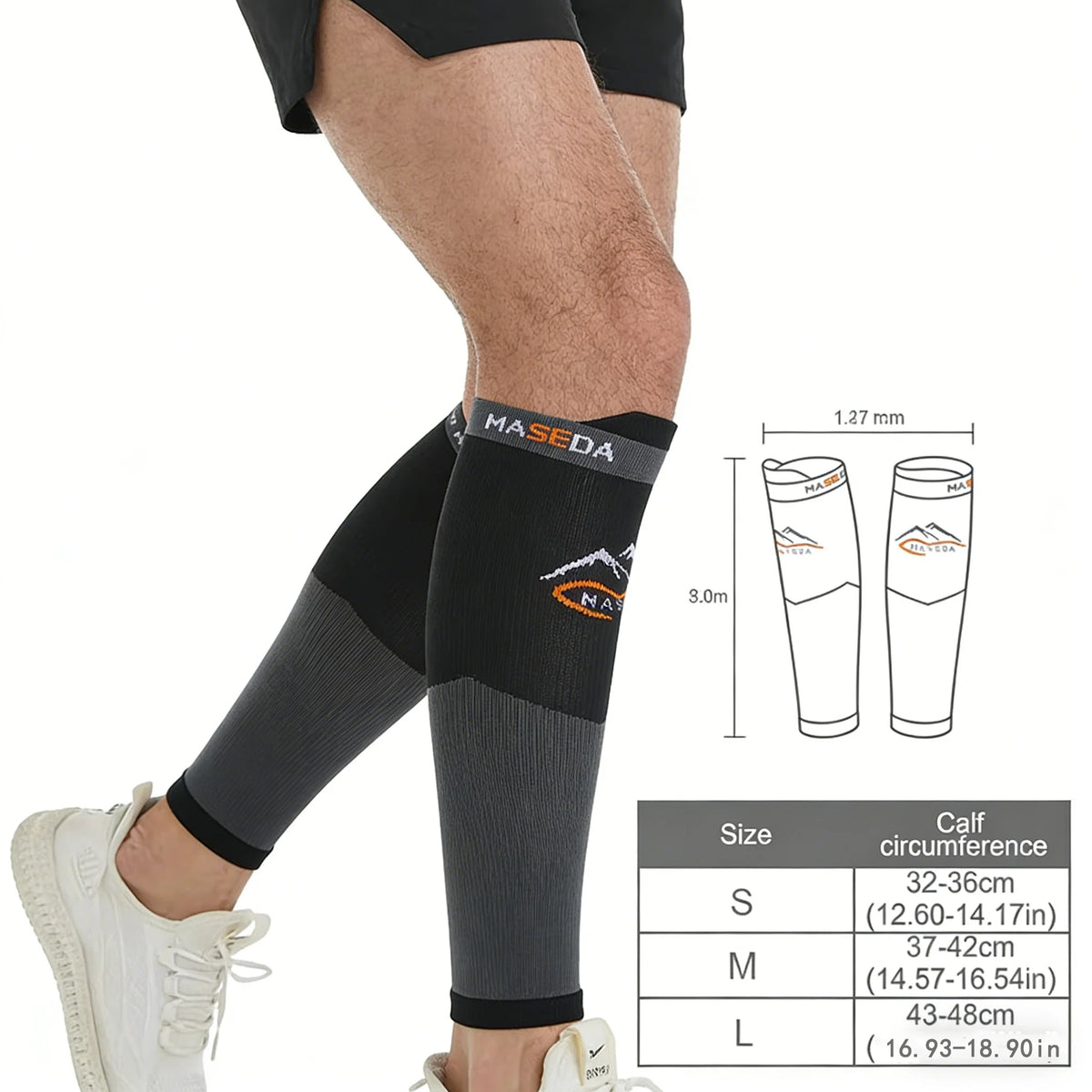 Calf Compression Sleeves for Men & Women, 360° Gradient Pressure Calf Support for Running, Cycling, Basketball, Muscle Recovery