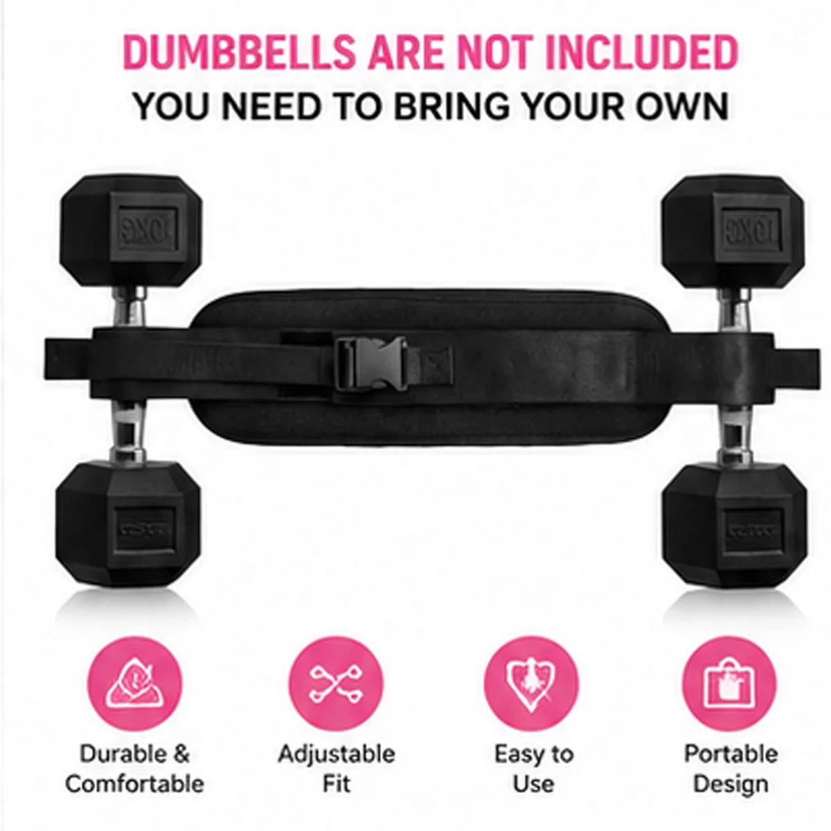 Heavy Duty Nylon Hip Thrust Belt, Adjustable Thick Padded Dumbbell Glute Workout Strap, Portable Home Gym Fitness Equipment