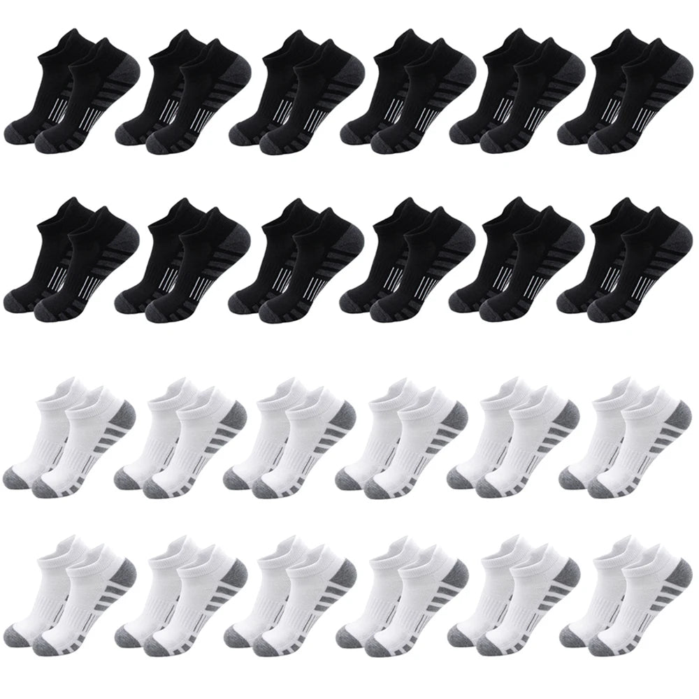 12/24Pairs Ankle Athletic Running Socks Cushioned Breathable Low Cut Sports Tab Socks For Men And Women