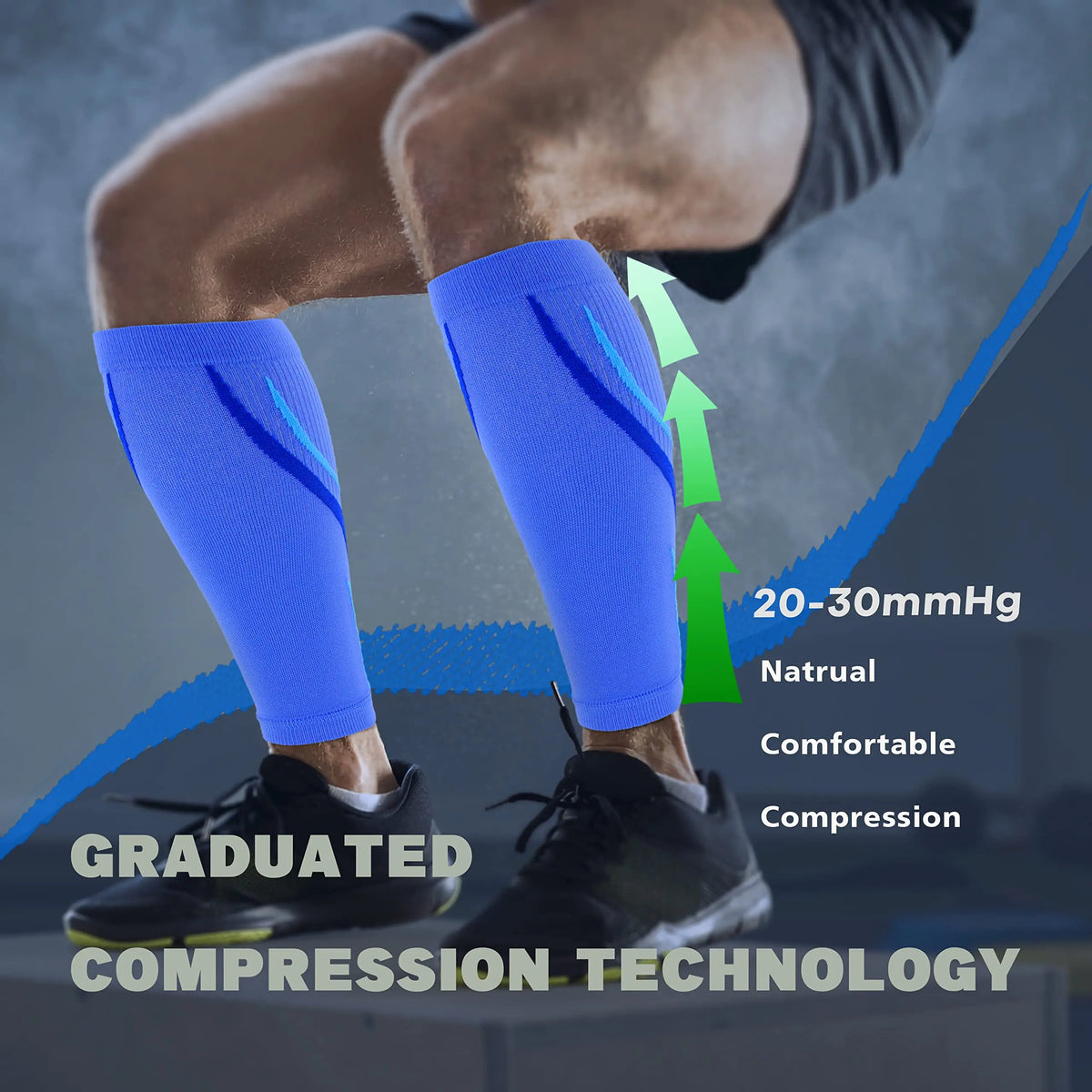 1 Pair Calf Compression Sleeves for Men & Women (20-30 MmHg), Leg Compression Sleeve Footless Compression Socks