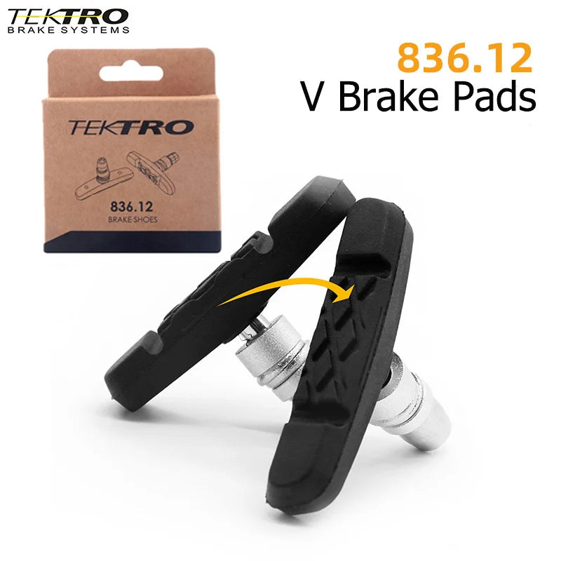 TEKTRO 836.12 Bike Brake Pads for V-Brake, Quiet Wear-Resistant Brake Shoes for Mountain Bike Bicycle Aluminum Rim Bicycle Parts
